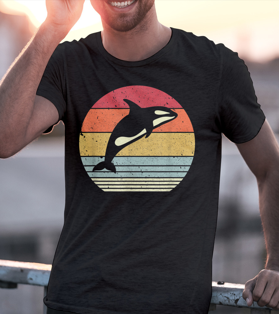 Orca Retro Sunset Style Ocean Stripes T-Shirt
