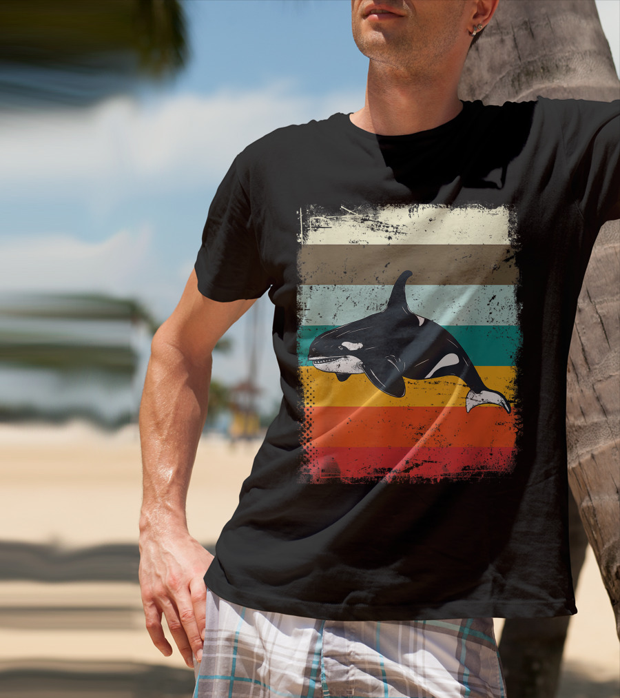 Retro Orca Vintage Stripes T-Shirt