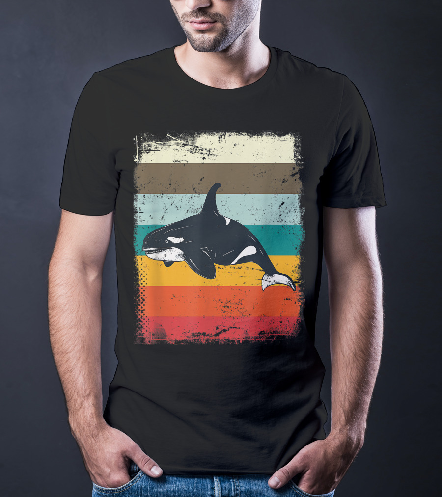 Retro Orca Vintage Stripes T-Shirt