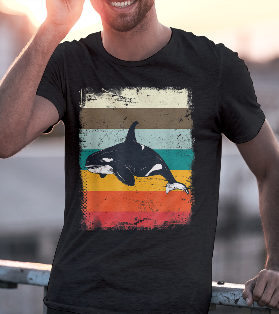 Retro Orca Vintage Stripes T-Shirt