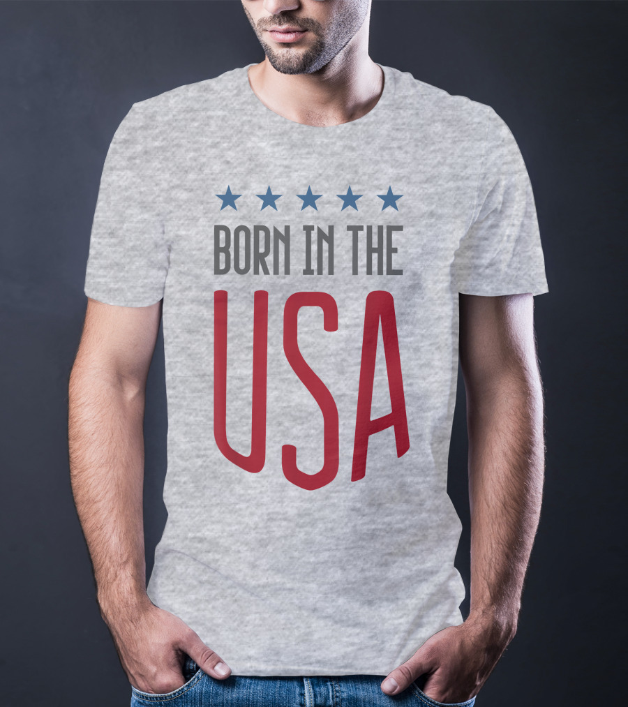 Born In The USA Patriotic Stars Banner T-Shirt