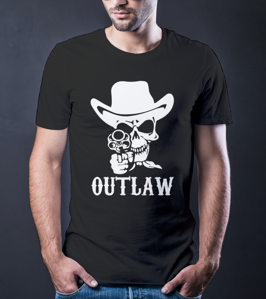 19 Outlaw Cowboy Motorbike 0997 Vintage Wild West Adventure Rider T-Shirt