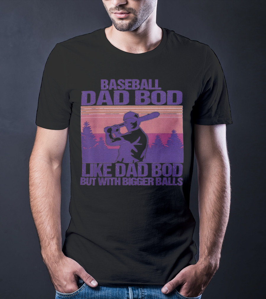 Baseball Dad Bod Like Dad Bod But With Bigger Balls Vintage Sunset Batter T-Shirt