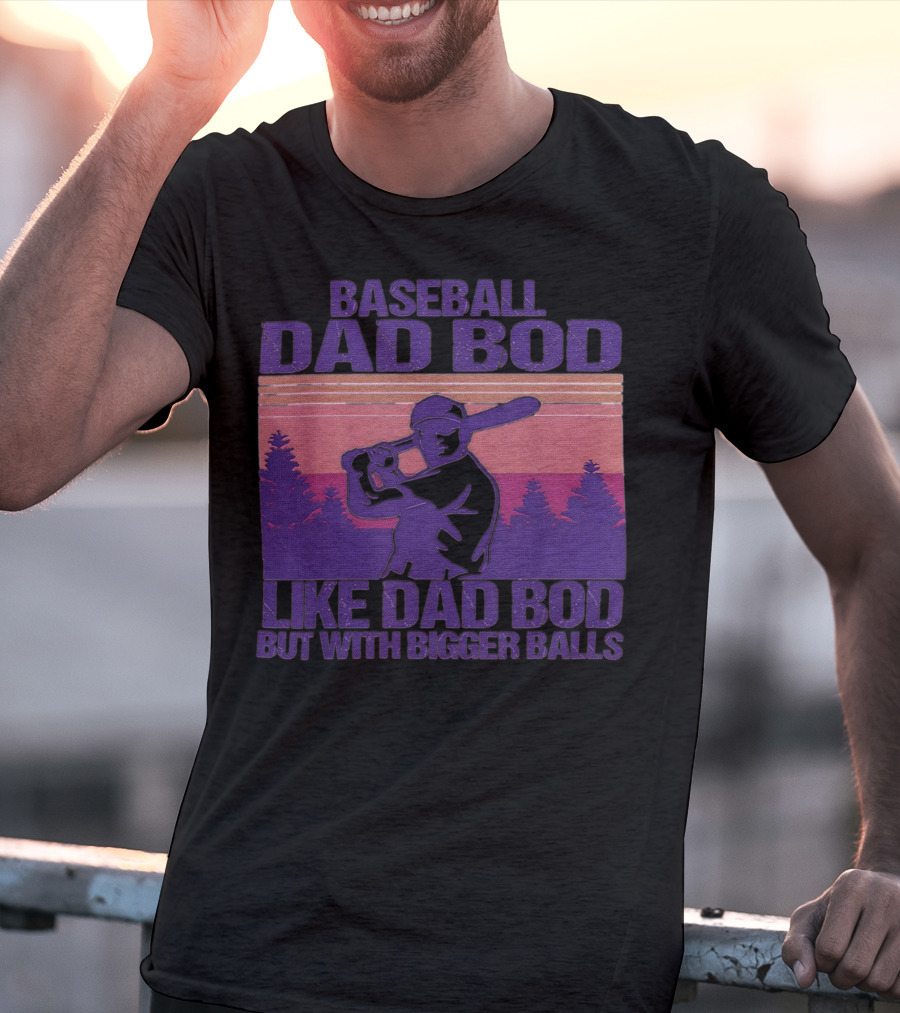 Baseball Dad Bod Like Dad Bod But With Bigger Balls Vintage Sunset Batter T-Shirt
