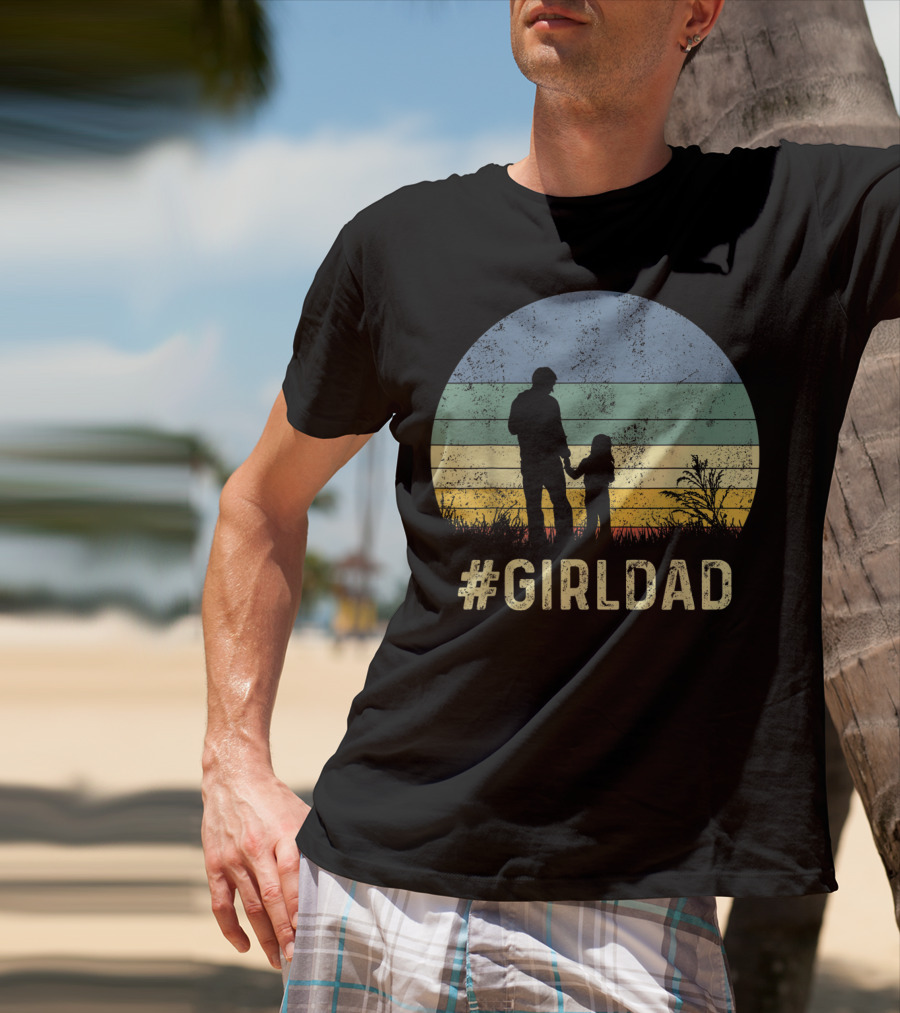 Father And Daughter Vintage Sunset #GirlDad T-Shirt