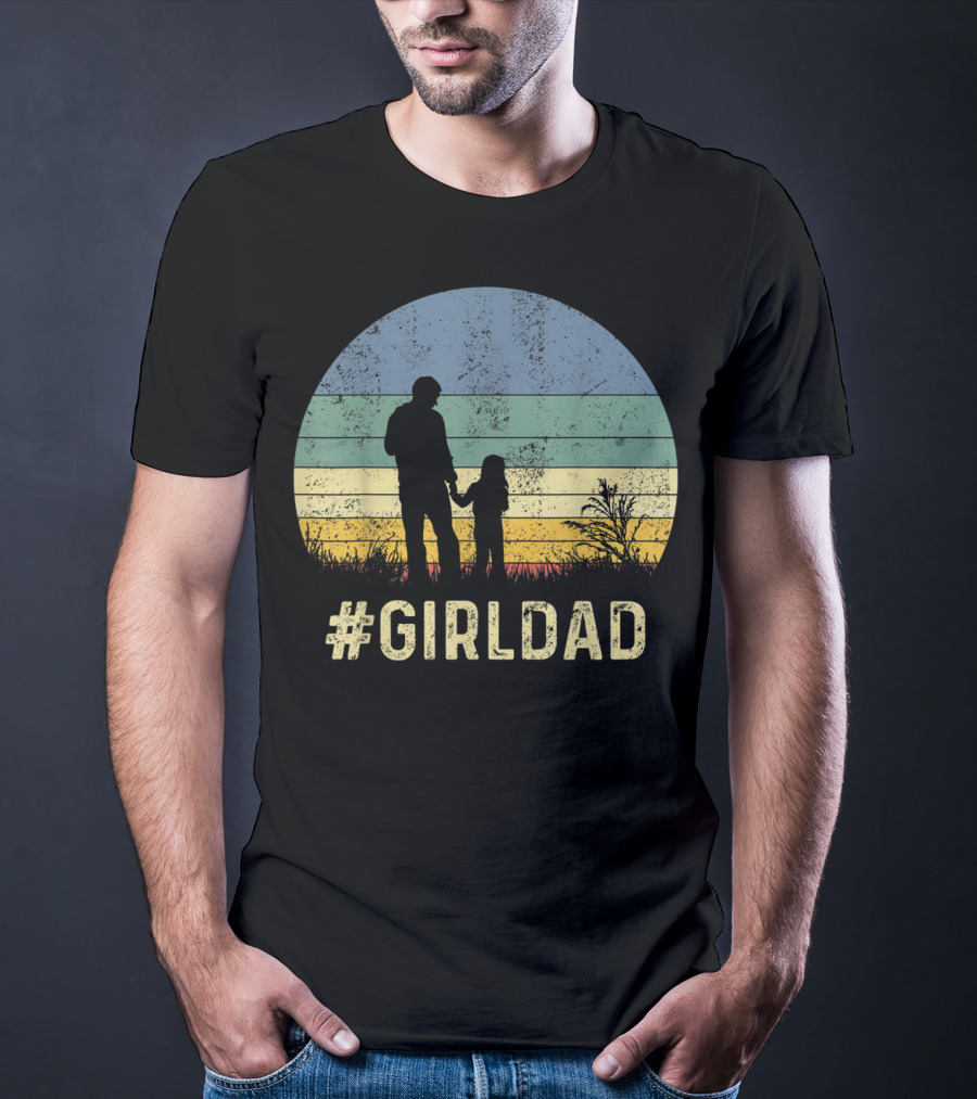 Father And Daughter Vintage Sunset #GirlDad T-Shirt
