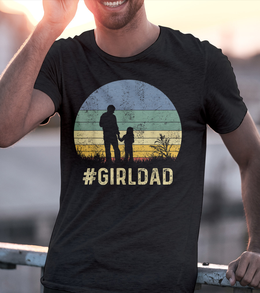 Father And Daughter Vintage Sunset #GirlDad T-Shirt