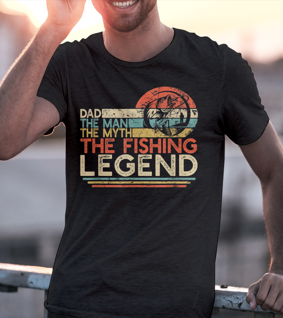Dad The Man The Myth The Fishing Legend Vintage Fisherman T-Shirt