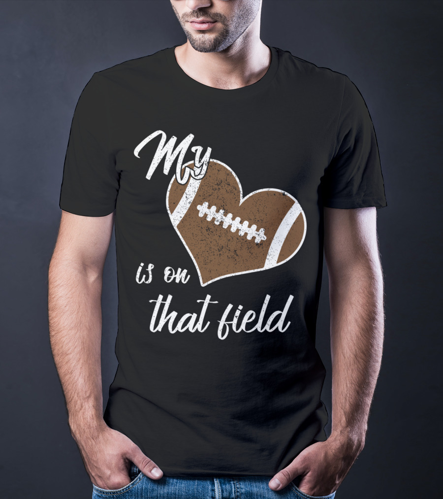 My Heart Is On That Field Football Grandparent T-Shirt