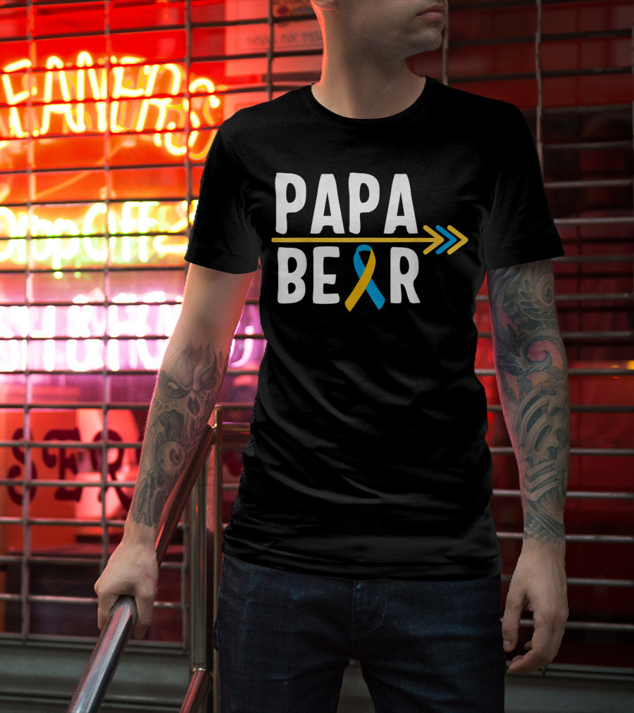 Papa Bear Down Syndrome Warrior Awareness Trisomy T-Shirt