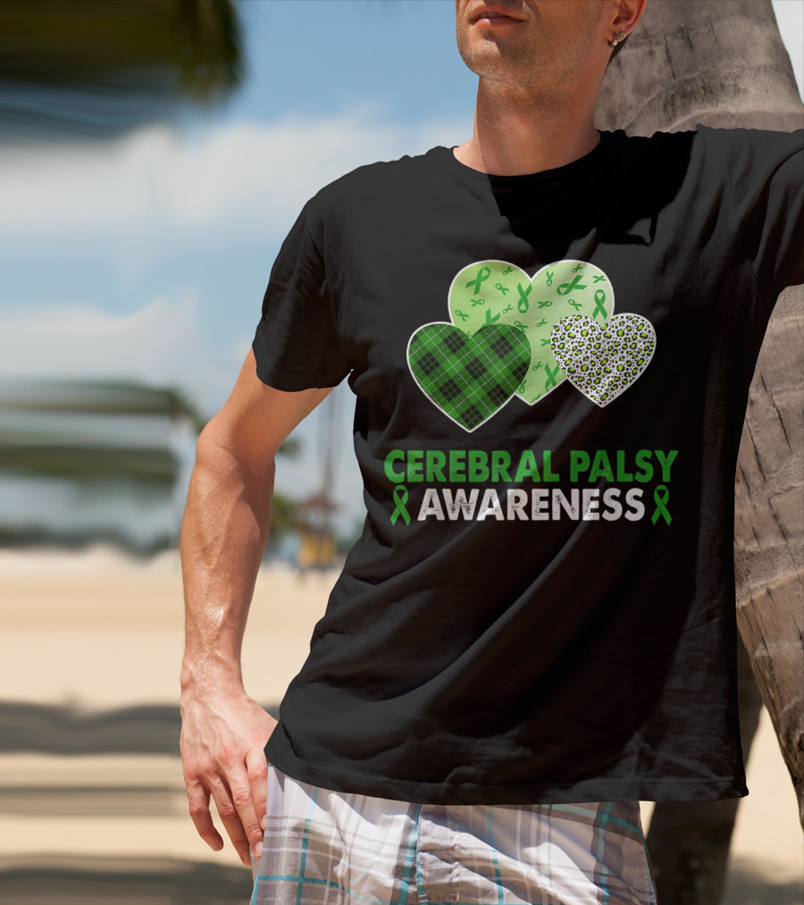 Cerebral Palsy Awareness Heart Leopard Plaid T-Shirt