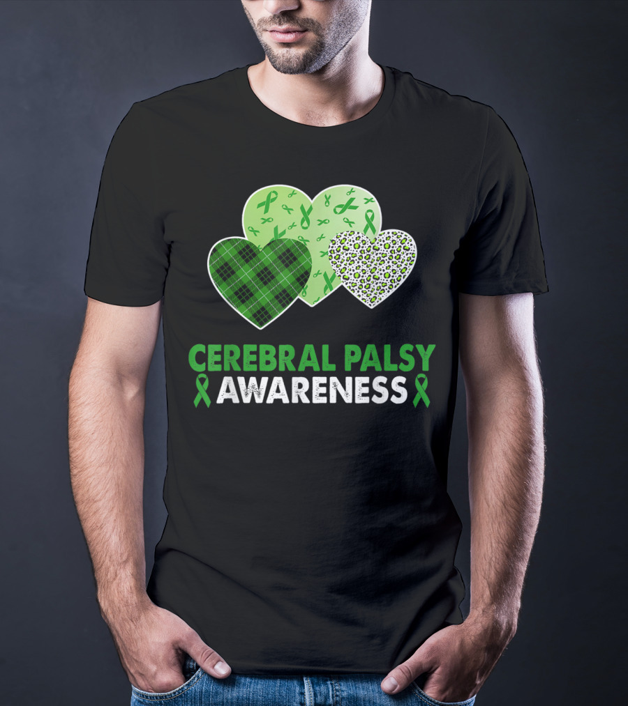 Cerebral Palsy Awareness Heart Leopard Plaid T-Shirt