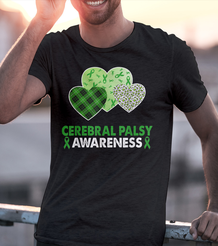 Cerebral Palsy Awareness Heart Leopard Plaid T-Shirt
