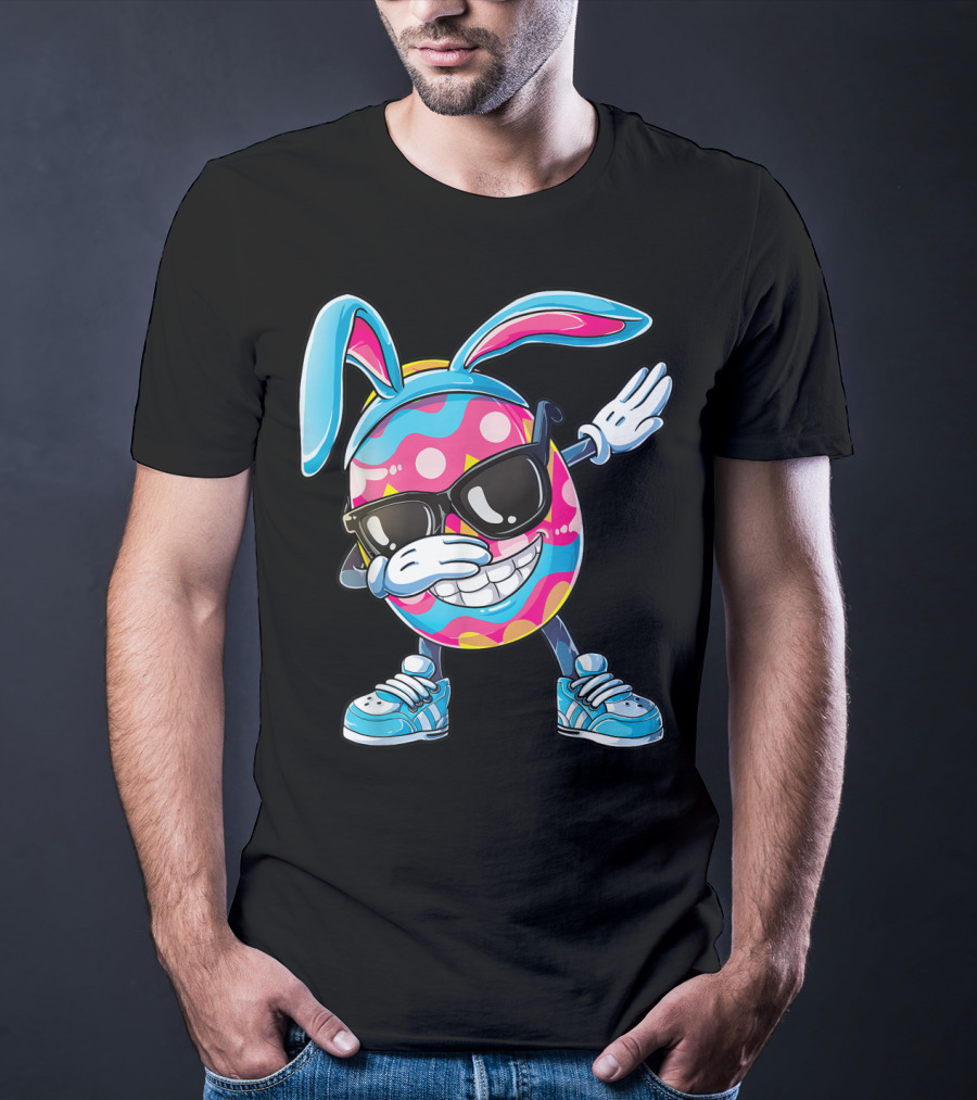 Dabbing Easter Egg With Bunny Ears And Sunglasses T-Shirt