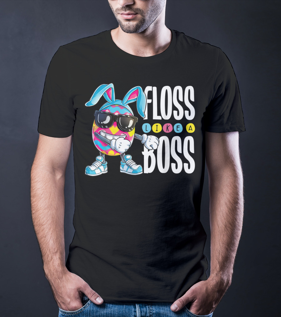 Floss Like A Boss Easter Egg Bunny Boys Flossing T-Shirt