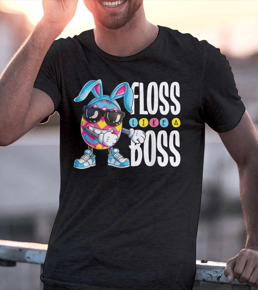 Floss Like A Boss Easter Egg Bunny Boys Flossing T-Shirt