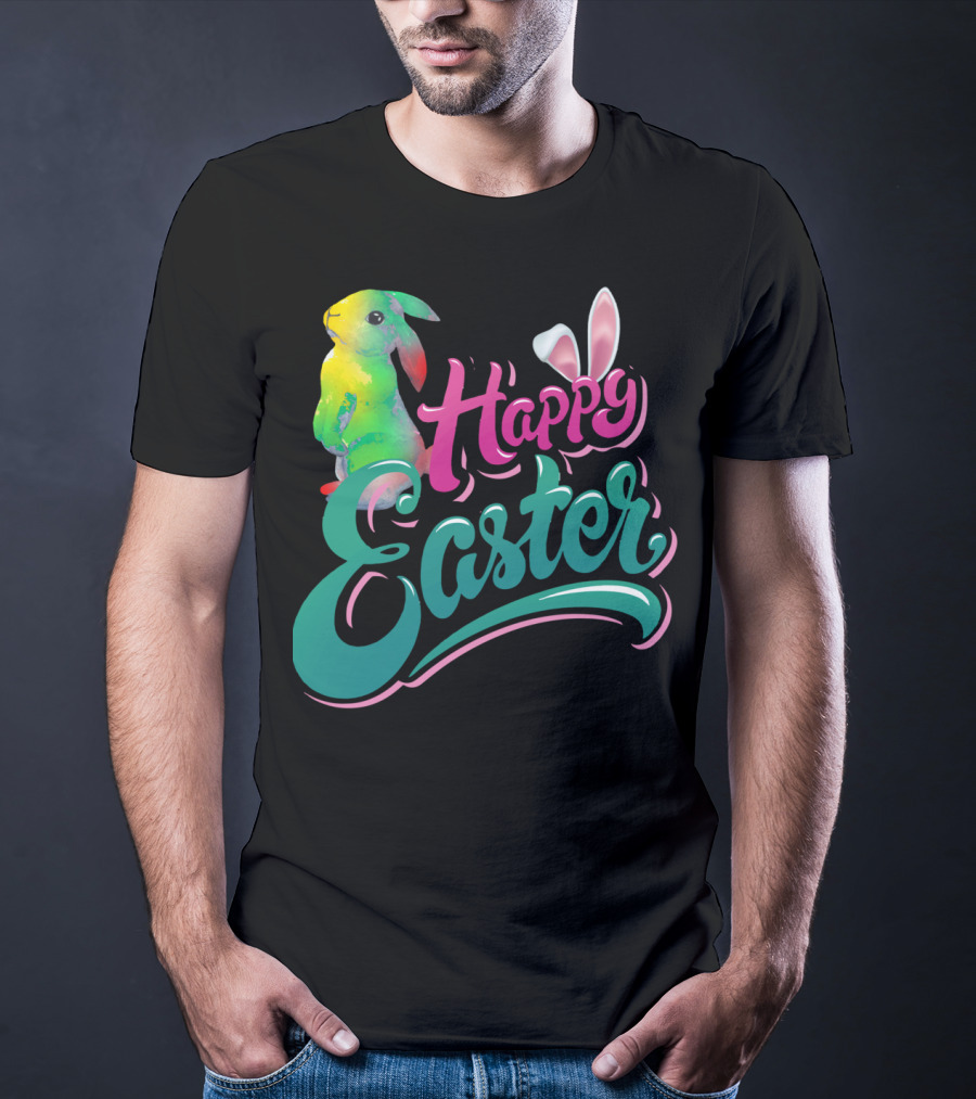 Happy Easter Watercolor Bunny Vibrant T-Shirt