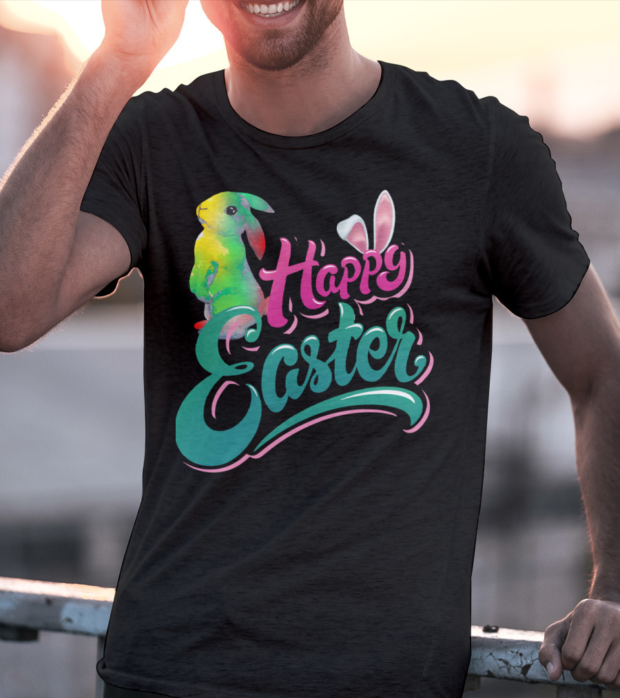 Happy Easter Watercolor Bunny Vibrant T-Shirt