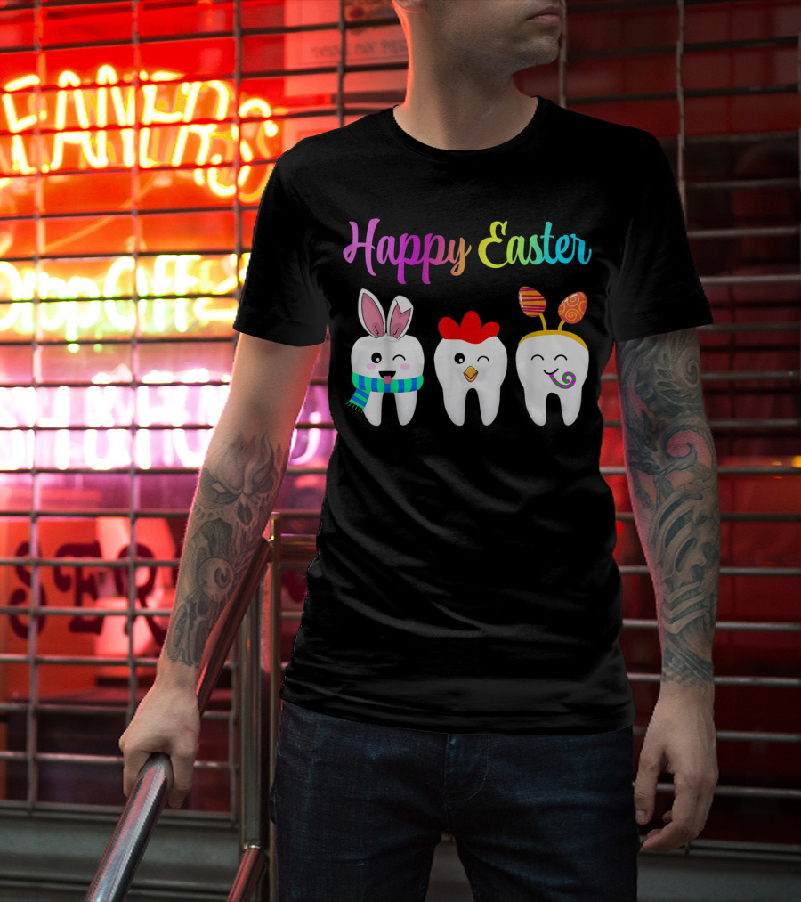 Happy Easter Tooth Bunny Chick Rabbit Eggs T-Shirt