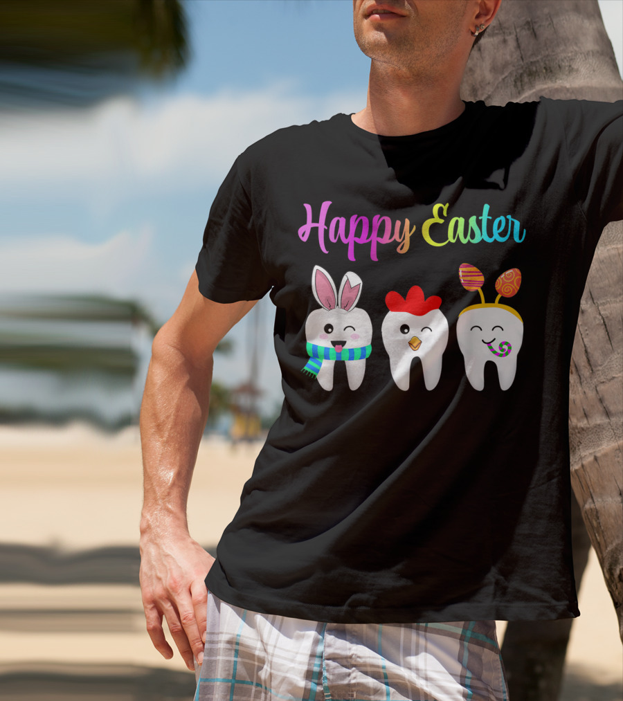 Happy Easter Tooth Bunny Chick Rabbit Eggs T-Shirt