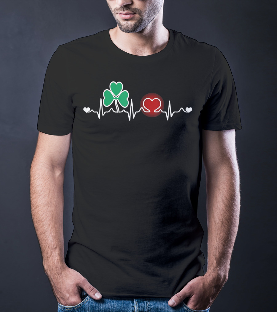 Love Irish Heartbeat Shamrock St Patricks Day T-Shirt