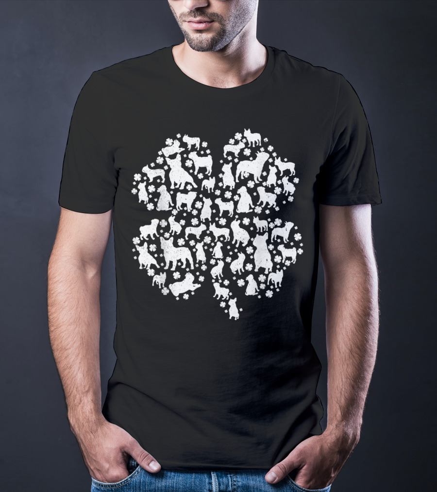 St Patricks Day French Bulldog Dog Clover Irish Shamrock T-Shirt