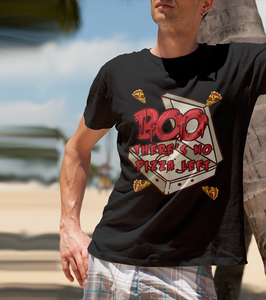 BOO Pizza Box Surprise There's No Pizza Left Scattered Slices T-Shirt