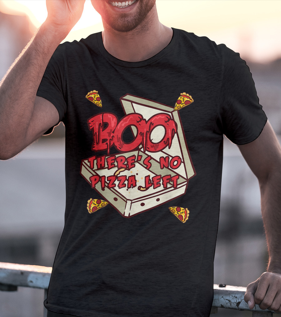 BOO Pizza Box Surprise There's No Pizza Left Scattered Slices T-Shirt
