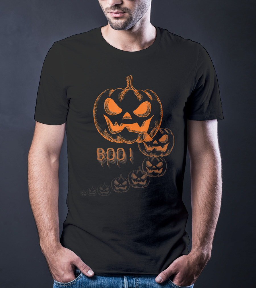 Boo Halloween Pumpkin Jack-O'-Lantern Faces T-Shirt