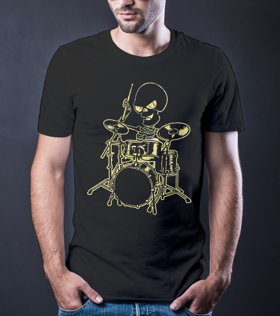 Skeleton Drummer Rock And Roll Percussionists Musician T-Shirt