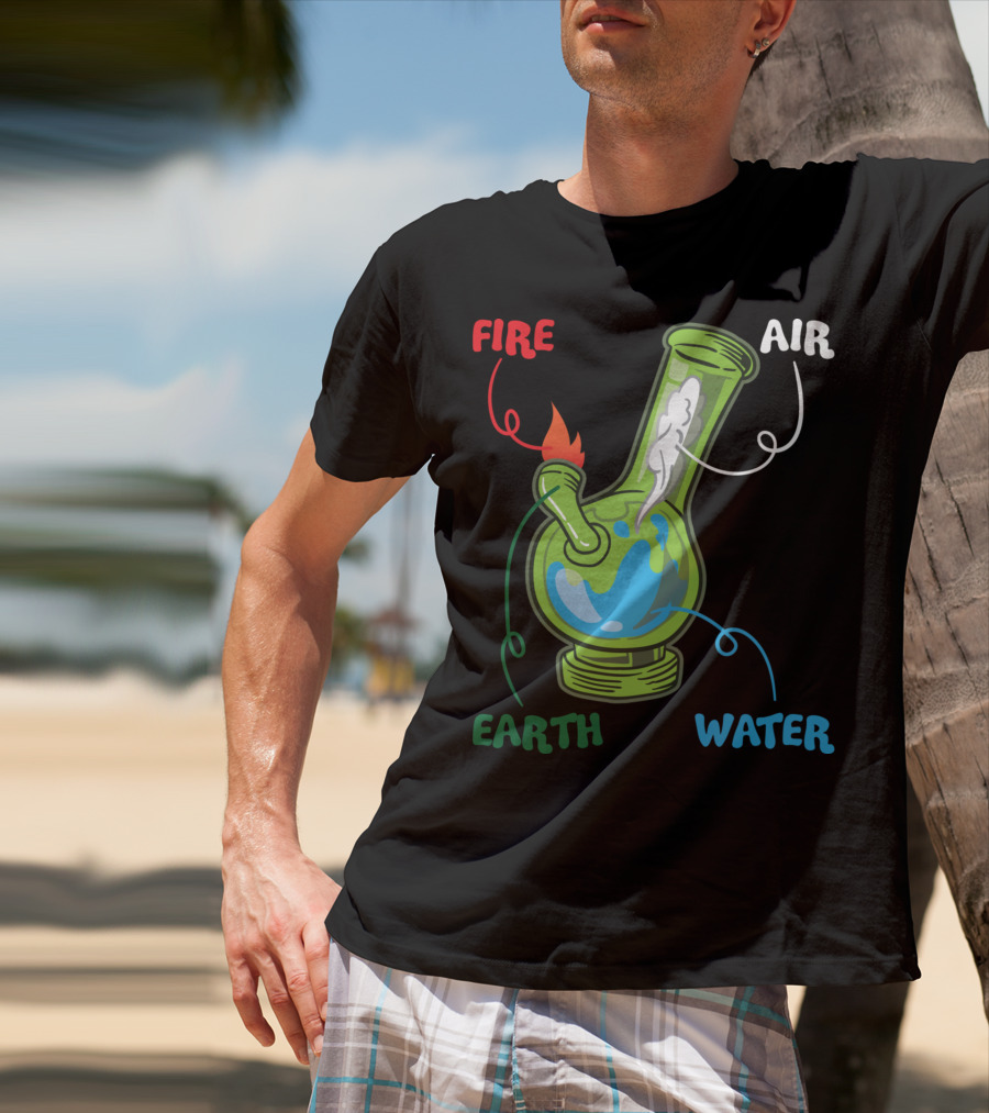 Fire Water Earth Air Bong Elements Weed Smoking Anatomy THC T-Shirt