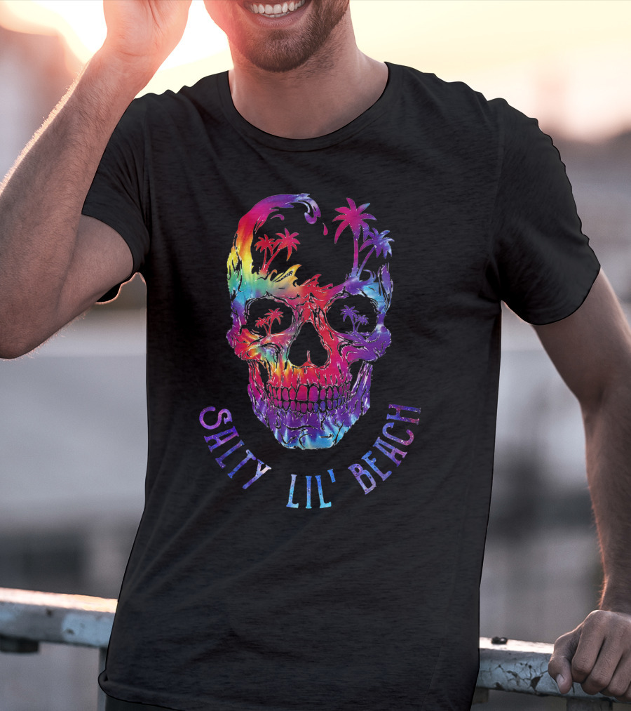 Salty Lil Beach Tie-Dye Skull With Palm Trees T-Shirt