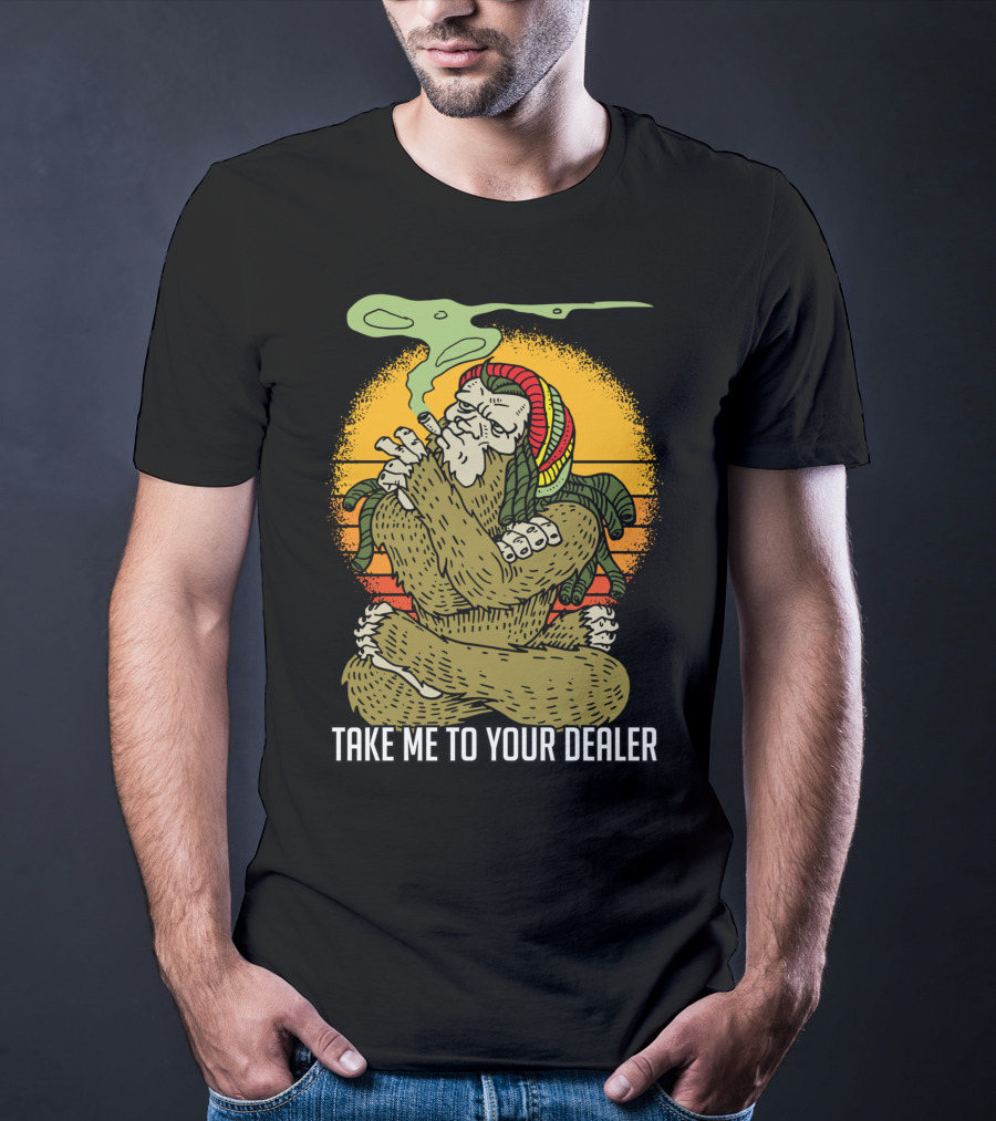 Take Me To Your Dealer Bigfoot Smoking Weed Vintage T-Shirt