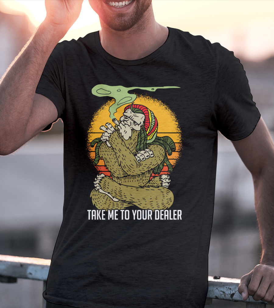 Take Me To Your Dealer Bigfoot Smoking Weed Vintage T-Shirt