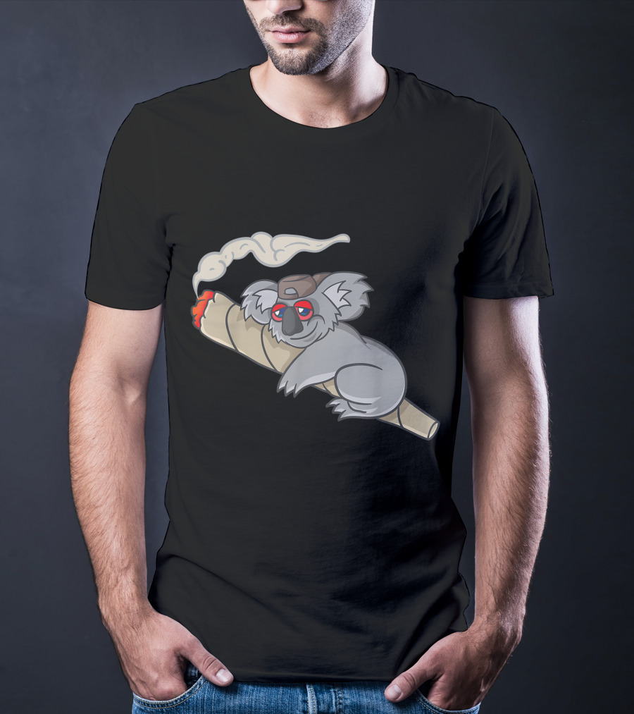 Koala Stoner Smoking Weed Marihuana Don't Care Bear T-Shirt