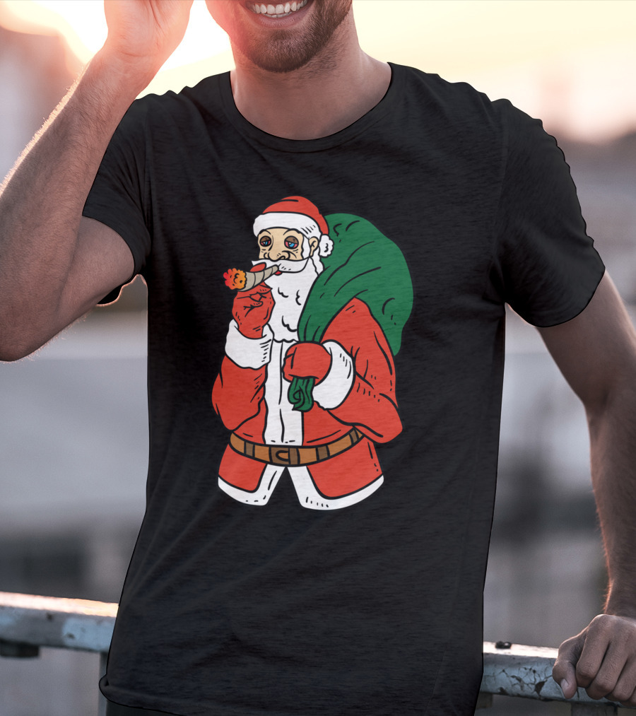 Santa Claus Smoking Weed Cannabis Marijuana Carrying Bag T-Shirt
