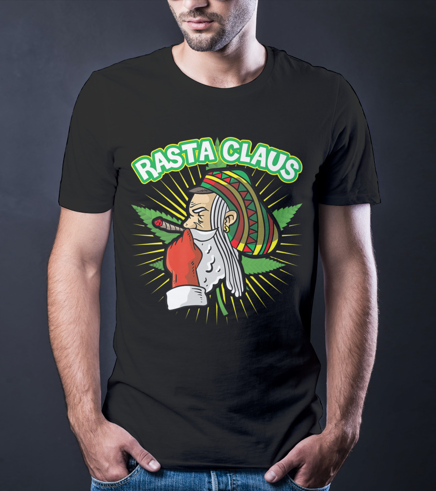 Rasta Claus Cannabis Marijuana Smoking Weed Christmas Holiday T-Shirt