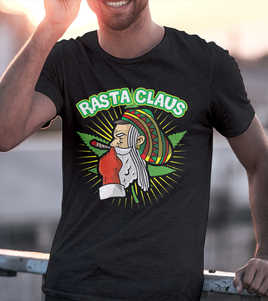 Rasta Claus Cannabis Marijuana Smoking Weed Christmas Holiday T-Shirt