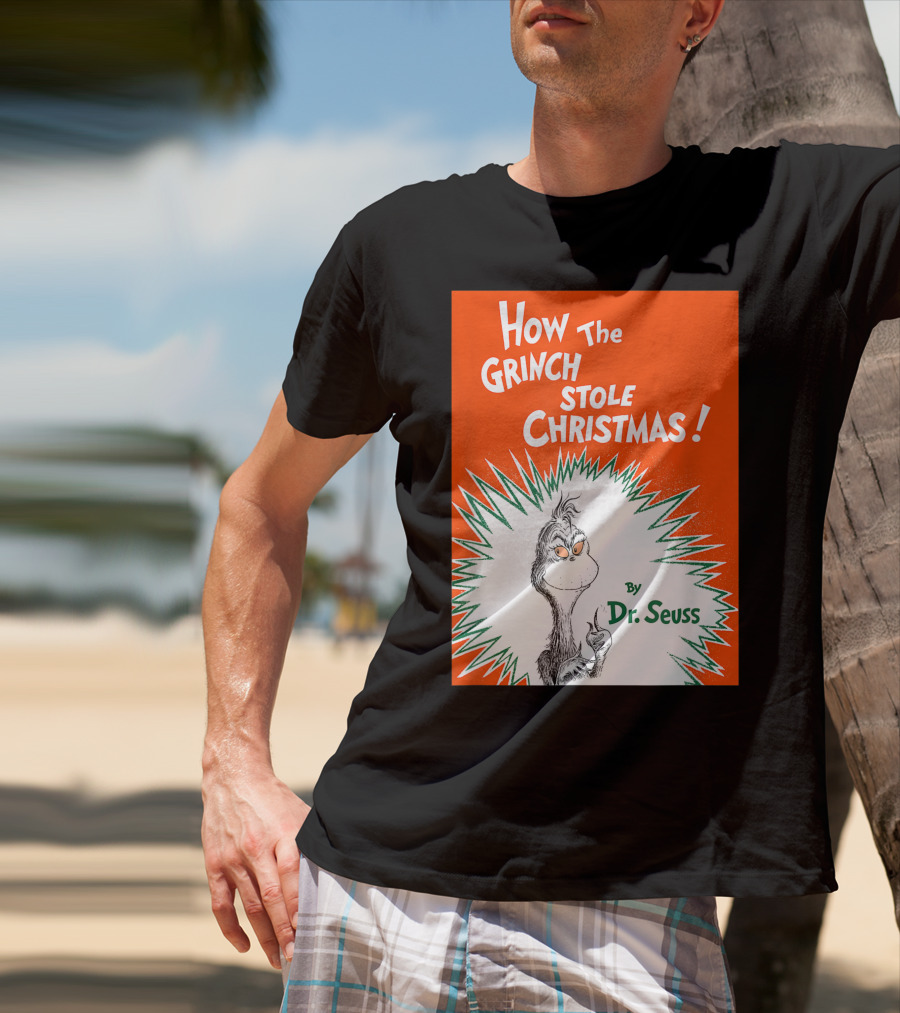 How The Grinch Stole Christmas By Dr. Seuss Book Cover T-Shirt