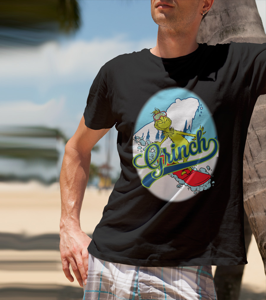 Grinch Snowboarding Dr Seuss Style Adventure T-Shirt
