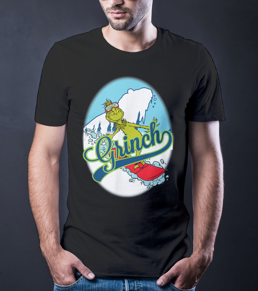 Grinch Snowboarding Dr Seuss Style Adventure T-Shirt