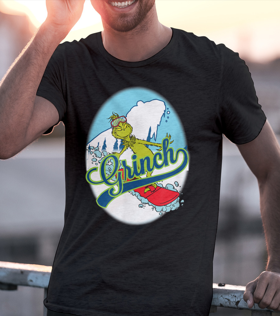 Grinch Snowboarding Dr Seuss Style Adventure T-Shirt