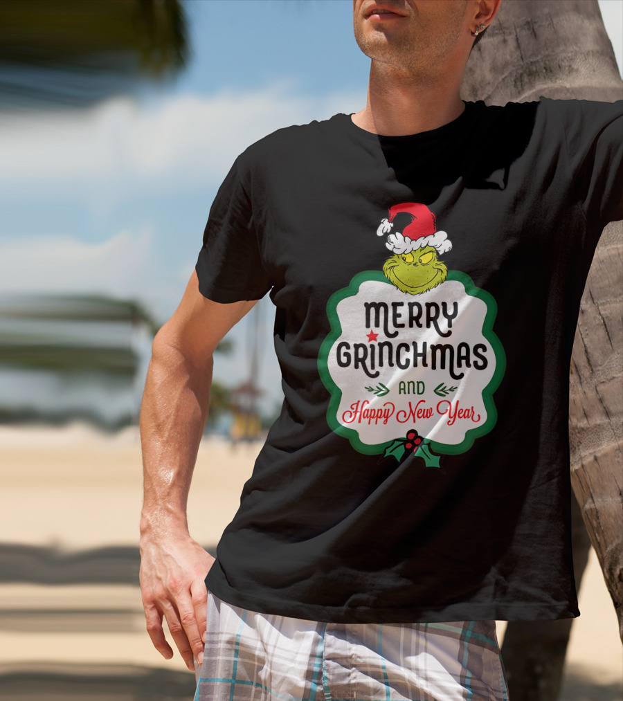 Merry Grinchmas And Happy New Year Dr Seuss Grinch T-Shirt