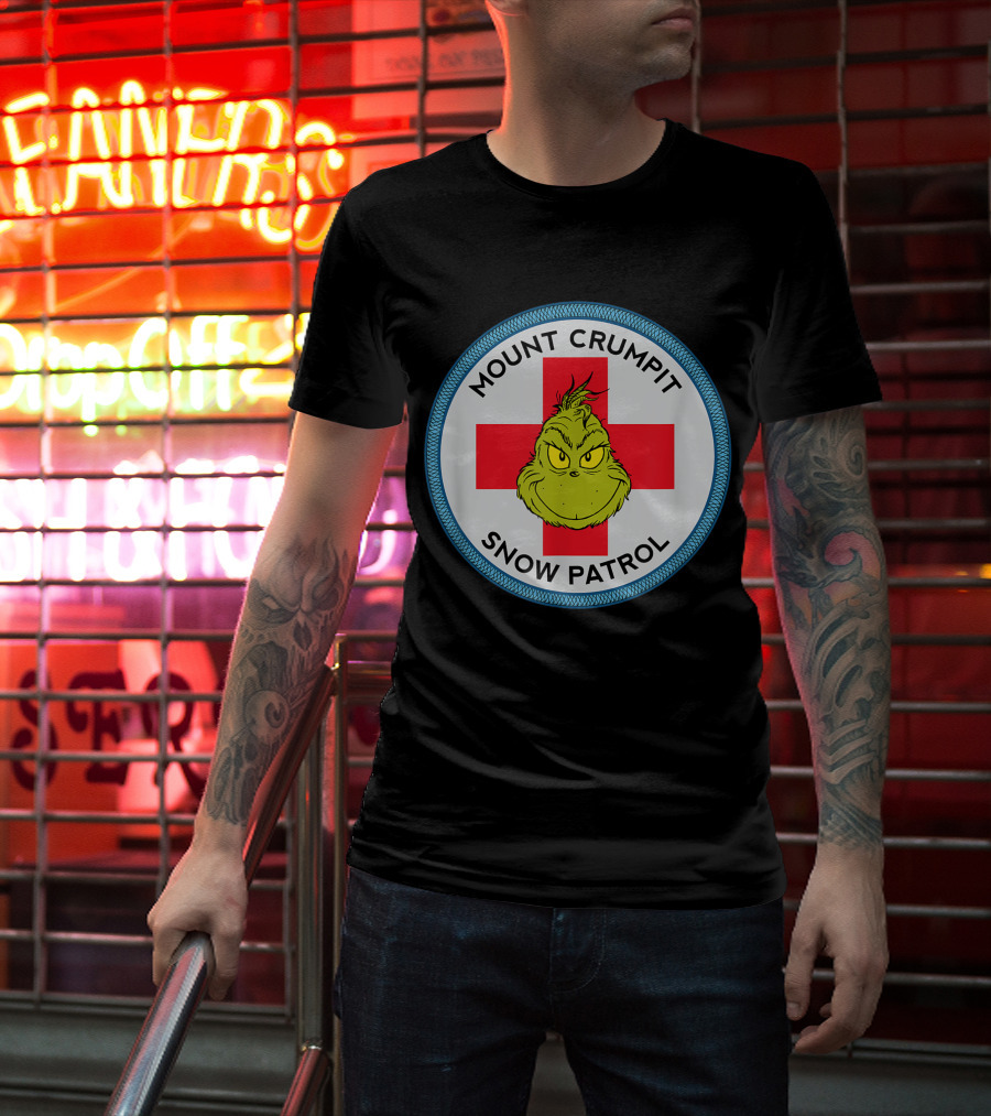 Mount Crumpit Grinch Snow Patrol Red Cross Badge T-Shirt
