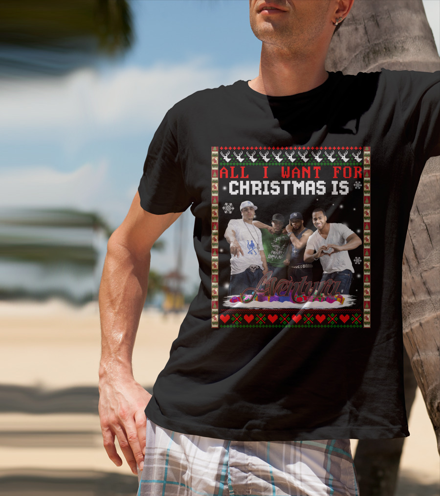 All I Want For Christmas Is Aventura Celebration With Snowflakes And Festive Border T-Shirt