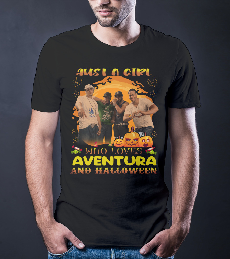 Just A Girl Who Loves Aventura And Halloween Pumpkins And Bats T-Shirt
