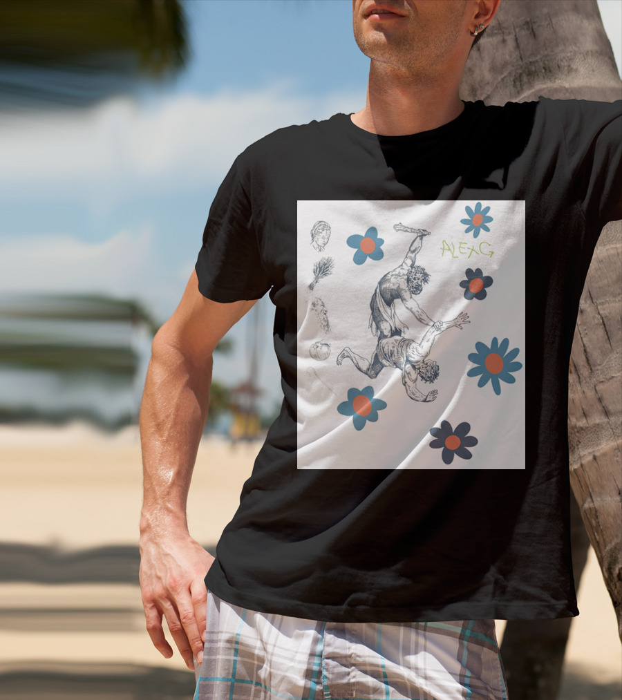 Alex G Floral Mythical Battle With Blue And Orange Flowers T-Shirt