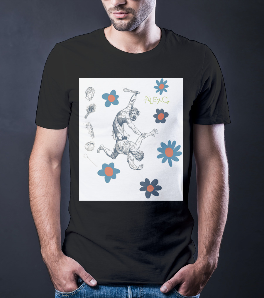 Alex G Floral Mythical Battle With Blue And Orange Flowers T-Shirt