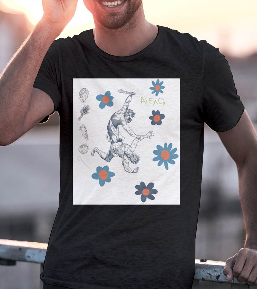 Alex G Floral Mythical Battle With Blue And Orange Flowers T-Shirt