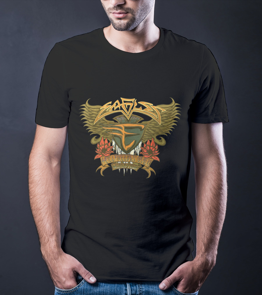 EAGLES HELL FREEZES OVER Music Legend Wings Roses Shield T-Shirt